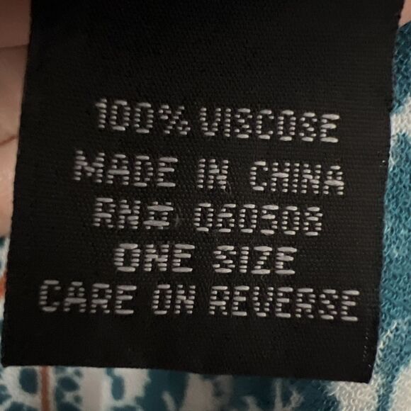 Angie Oversized Kimono Cover-Up One Size Colorful Bohemian Layering Blue White - Picture 3 of 8